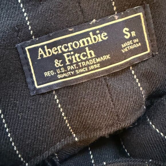 Navy Pinstripe Paperbag Waist Pants - Size Small Regular - Picture 3 of 3